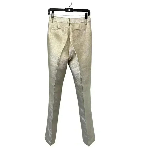 NWT Ronny Kobo Moody Metallic Lamé Seamed Straight Leg Pants size XS - Picture 3 of 10